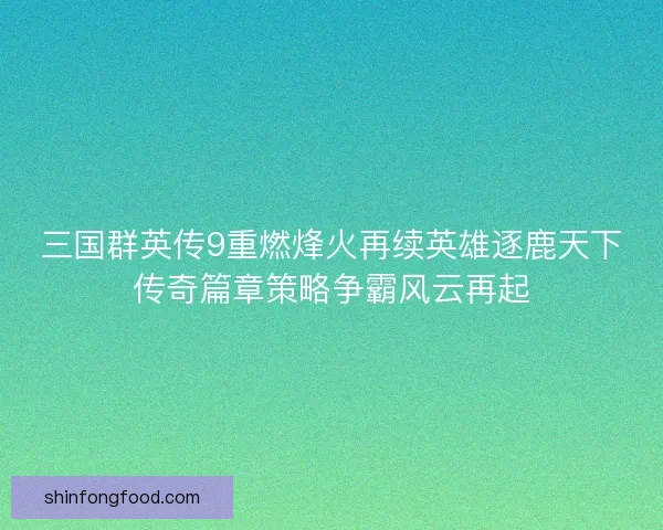 三国群英传9重燃烽火再续英雄逐鹿天下传奇篇章策略争霸风云再起